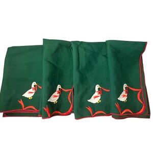 Vintage Cottage core Christmas Goose Napkins, set of 4